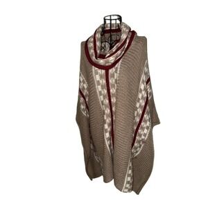 Yaira Women's Geometric‎ Aztec Poncho cape Sweater OS Multicolor cozycore boho